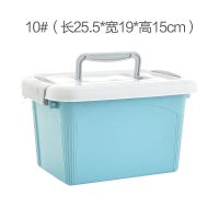 透明塑料收纳箱手提有盖小号家用衣服收纳盒车载玩具多功能整理箱 纯天蓝 10#(长25.5宽19高15cm)