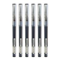 大容量直液式签字笔05mm子弹头黑色碳素水性笔爱好20010简约透明 子弹头黑色6支[0.5mm]