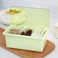 美特家纤竹手柄调味盒创意厨房用品竹纤维塑料麦秆调料瓶调料罐 新竹绿