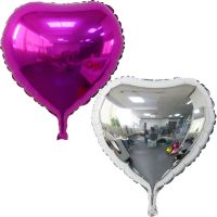 爱心心形表白铝膜气球圣诞节婚庆结婚婚房布置生日装饰用品18寸 玫红银色 20个装无打气筒无吊坠点胶
