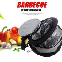 迷你户外露营烧烤炉冰包圆形露营烧烤架折叠便携烧烤架野餐炉冰包 冰包 没有炉
