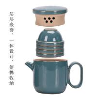 便携旅行功夫茶具套装出差户外泡茶快客杯一壶四杯车载办公室茶壶 一壶四杯无包无茶盘(颜色备注)