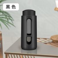 玻璃杯双层男女水杯便携隔热简约清新森系带盖过滤网家用泡茶杯子 黑色 塑玻杯 400ml