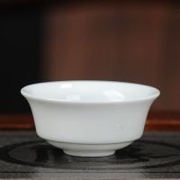 青花瓷茶杯陶瓷功夫小茶杯套装家用高白瓷茶具品茗杯单杯主人杯 6个装 白瓷
