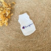 小狗狗宠物衣服夏季潮流牌背心巴哥法斗泰迪小奶猫咪无袖两脚背心 白色冠军背心 XS