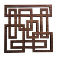 茶树镂空锅垫隔热垫杯垫餐垫碗垫实木中国风黑胡桃色 方形格子薄款厚度9mm