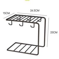 欧式咖啡杯碟收纳架铁架子水杯挂架咖啡杯6套杯碟铁架 黑色六杯架