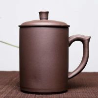 大容量紫砂杯宜兴全手工带盖泡茶办公喝水大茶杯批量刻字 光杯540毫升