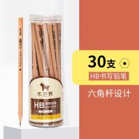 得力铅笔原木无毒桶装六角杆HB考试2B铅笔小学生一年级2H素描绘画 六角杆 HB 铅笔[30支 ]桶装