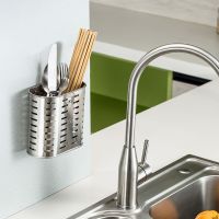 304不锈钢家用沥放筷子餐具架筷子筒壁挂式加厚筷笼多功能免打孔 304不锈钢粘钩筷筒
