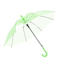 创意半自动折叠伞男女直杆长柄透明晴雨伞学生可爱儿童韩版小清新 透明绿 一把伞