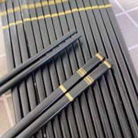 家用筷子防滑防霉高档耐高温快子家庭专用套装轻奢风合金筷子 抗菌款[金长城款]...5双