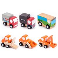 可木儿童玩具益智早教积木汽车飞机挖掘机工程车摆件木制玩具 1代小车6辆(半套1)