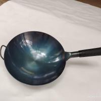 不生锈不粘锅炒锅无油烟无涂层木柄铁柄炒锅燃气家用多功能炒菜锅 普通铁把32铁把(送勺子+防烫把套)