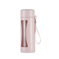 [厂家直降]玻璃杯子高颜值水杯塑料水杯男女学生韩版带盖耐高温 萝莉粉380ml