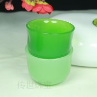 天然琉璃绿茶壶碧玉色茶壶茶碗茶杯功夫茶壶男女长辈把玩礼物 碧玉色茶杯4个