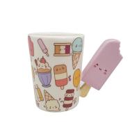 少女心ins卡通表情冰激凌陶瓷杯冰棒雪糕甜筒杯彩绘马克杯水杯子 冰棍萌表情