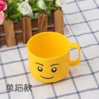 迪士尼米奇儿童牙杯女孩洗漱杯水杯艾莎公主牙缸冰雪奇缘牙具 黄色 单把手笑脸250ML