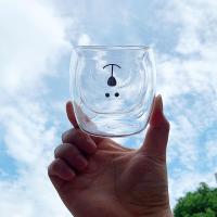 高颜值水杯男生生日礼物送男情侣实用情人节给男朋友的有意义一对 ins双层高硅玻璃杯 透明熊bear