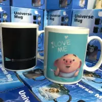 大便陶瓷杯 创意电池变色杯星空变色马克杯陶瓷水杯个性礼物 萌猪变色杯B款