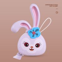 化妆美妆镜小兔子迷你电风扇USB便捷背带LED补光灯可爱造型户外 紫色微笑+补光灯+化妆镜+USB充电