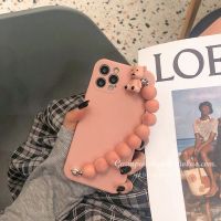 彩色链条熊OPPOreno4se手机壳a53/a72新款女reno5全包镜头a32/a93 液态硅胶(砂粉+粉圆珠链条熊