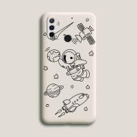 OPPOa32手机壳液态硅胶a32全包防摔保护套潮牌软壳男女款学生情侣 a32[素描宇航员-古董白] [单壳]