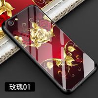 OPPOA59手机壳A59s玻璃壳全包边硅胶套女款a57超薄防摔硬壳保护套 /OPPOA57/A39 牡丹01