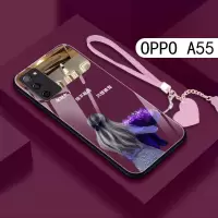 OPPOA55手机壳新款只想被宠钢化玻璃镜头防摔保护套a55女款个性潮 OPPOA55梅子色只想被宠+挂绳