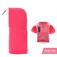 日本KOKUYO国誉笔袋多功能轻便学生文具盒ins简约可立式笔袋笔筒 玫红内浅粉(中号)