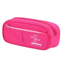 笔袋大容量男女文具盒铅笔盒帆布简约初高中生小学生铅笔袋笔盒 B款玫红-双侧袋