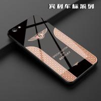 宾利镜面车标新款苹果x手机壳钢化玻璃iPhone6splus全包7p保护套8 6g/6s 香槟金