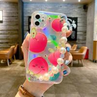 苹果11手链款手机壳12pro滴胶7/8plus闪钻xs max桃子11promax镭射 镭射手链桃子 苹果7/8