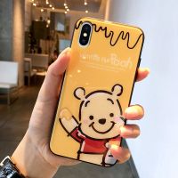 苹果x手机壳女8plus情侣小熊iPhone8玻璃7p防摔6plus个性潮6s可爱 苹果x 蜜糖维尼熊[玻璃壳]
