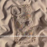 立体蝴蝶玫瑰花iPhone12promax苹果11手机壳x/xs/xr滴胶7p/8plus 滴胶闪粉 立体三只透明蝴蝶珍