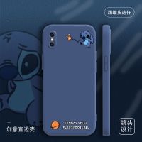 苹果XR手机壳直边液态硅胶iPhone11promax全包镜头设计防摔保护壳 苹果x/xs 深海蓝-踢罐史迪仔