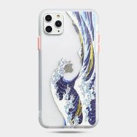 苹果12手机壳xs神奈川浮世绘iPhone11磨砂半透明max情侣xr防摔硬 肤感白壳海浪 iPhone12