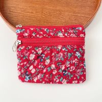 复古零钱包双拉链卡包中老年人手拿小钱包碎花收纳软棉布钥匙包 A款
