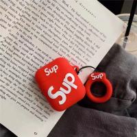 新款泫雅花行李箱AirPods保护套苹果一二代无线蓝牙耳机套皮卡丘 红色SUP耳机套+指环绳