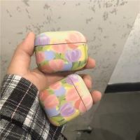 ins绘画花朵airpods保护套适用苹果1/2/3代耳机壳airpods pro硅胶 满屏郁金香耳机套 AirPods