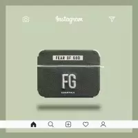 FG潮牌airpods保护套AirpodsPro耳机壳3三代蓝牙苹果无线耳机2代 绿色FG(皮质刺绣) AirPods
