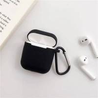 可爱卡通airpods1/2保护套无线蓝牙苹果pro3代耳机套创意硅胶软壳 专用硅胶-黑色+挂钩 airpods1/2代