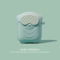 社会熊airpods保护壳硅胶情侣款适用苹果蓝牙耳机套2代软pro3简约 airpods1/2通用[抹茶绿 社会熊]软壳