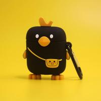 刘宇同款鲨鱼airpods保护套pro硅胶k66鲸鱼苹果3耳机2代软壳1蓝牙 网红小黑鸭+挂扣 AirPods苹果1/2