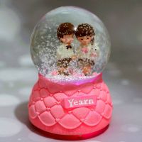 水晶球音乐盒八音盒儿童节走心生日礼物送十岁女生小朋友同学闺蜜 粉色校服情侣 中号(闪灯音乐雪花)彩纸包装