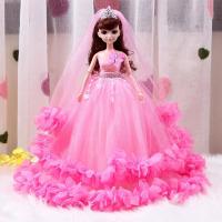 批发儿童女孩幼儿园小学生生日礼物芭比娃娃婚纱公主洋娃娃 B款粉色 优质娃娃42cm袋装