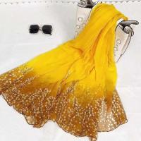 2021年新款杭州丝绸鳄鱼皱满天星围巾丝巾 鳄鱼皱满天星黄色