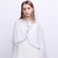 上海故事夏季披肩女骑车沙滩斗篷薄纱短款外搭雪纺2021新款防晒衣 雅致白