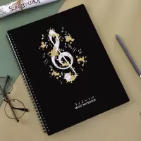 A4钢琴谱夹子曲谱乐谱夹透明插页袋音乐黑色可爱学生资料册文件夹 高音谱号白20页(正反40面)