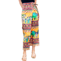 大象纱笼裙一片式半身裙围裙式包臀裹裙度假沙滩裙时尚百搭防蚊 黄色大象 均码